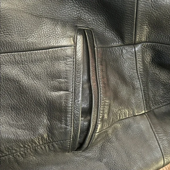 Express Black Leather Double-Breasted Jacket - Picture 8 of 16